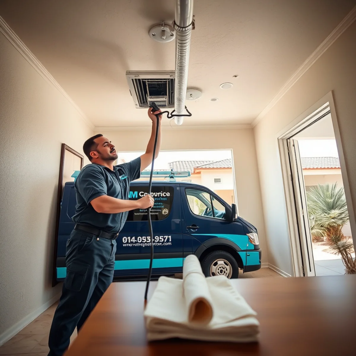 AC Condensate Overflow Damage in progress at a Tempe, AZ property