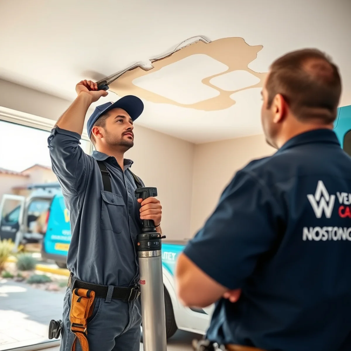Ceiling Water Damage Repair crew working in a Tempe, AZ home
