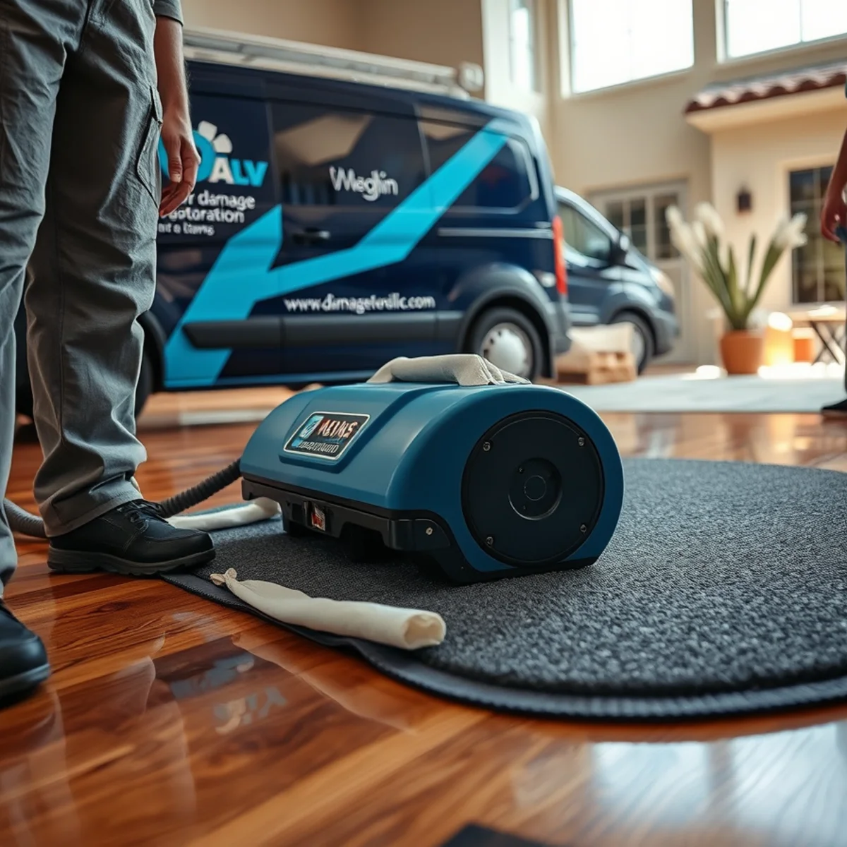 Hardwood Floor Water Damage in progress at a Tempe, AZ property