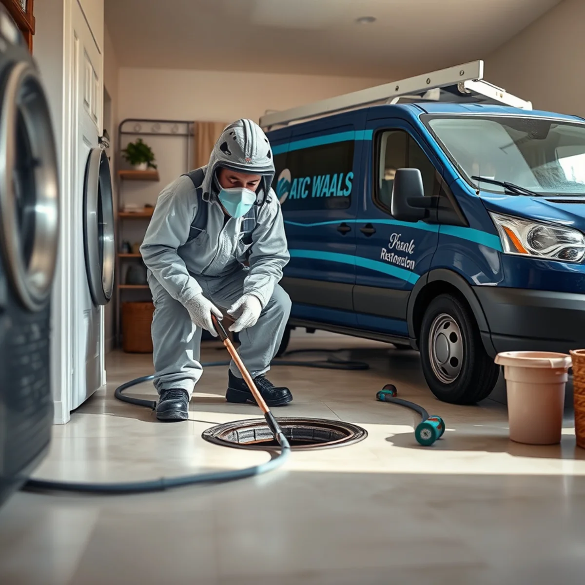 Sewage Backup Emergency crew working in a Tempe, AZ home