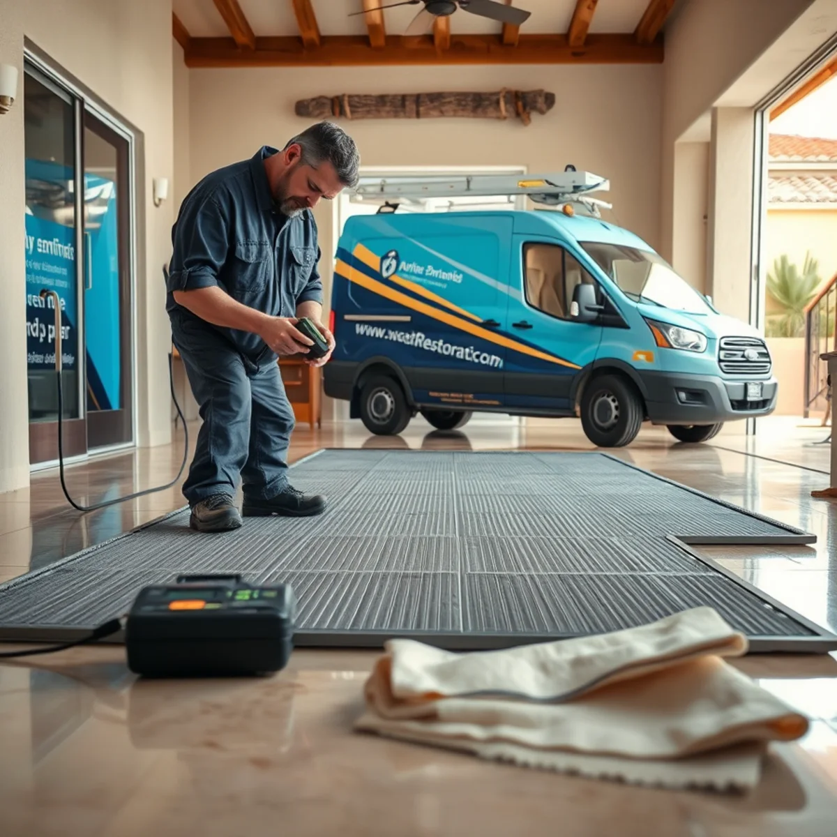 Slab Leak Emergency Cleanup in progress at a Tempe, AZ property
