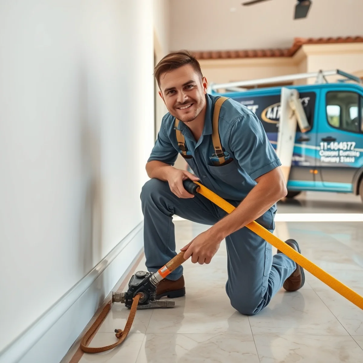 Slab Leak Water Damage Restoration crew working in a Tempe, AZ home