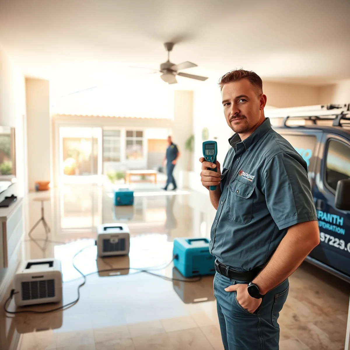 Water Damage Restoration crew working in a Tempe, AZ home